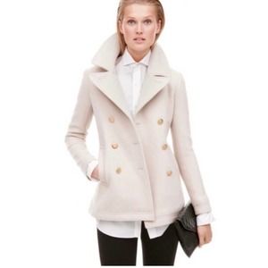 J. Crew Stadium Cloth Wool Blend Double Breasted Majesty Peacoat Cream Size 6